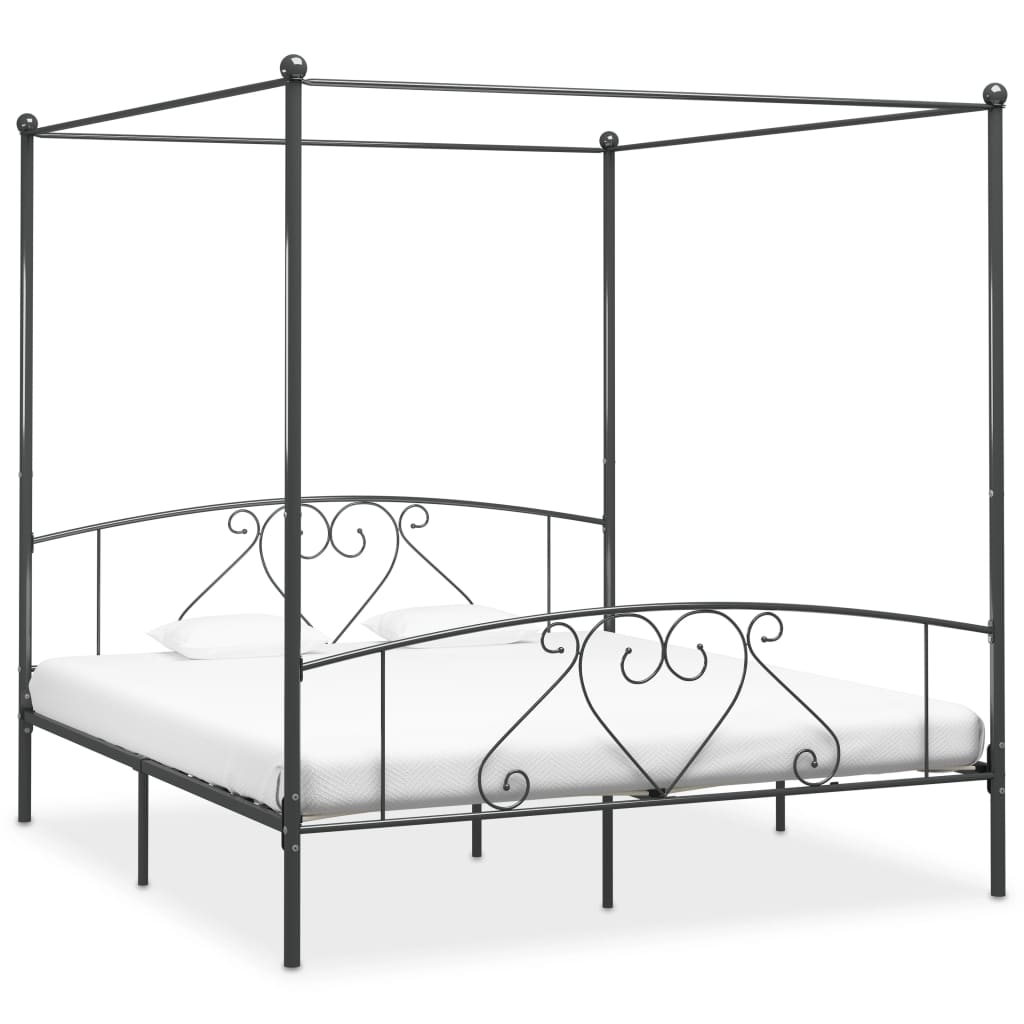 vidaXL Canopy Bed Frame Metal White 90x200 cm