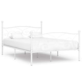 vidaXL Bed Frame with Slatted Base Metal White 90x200 cm