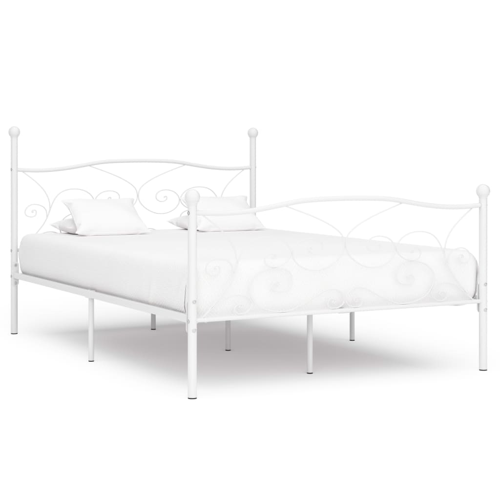 vidaXL Bed Frame with Slatted Base Metal White 90x200 cm