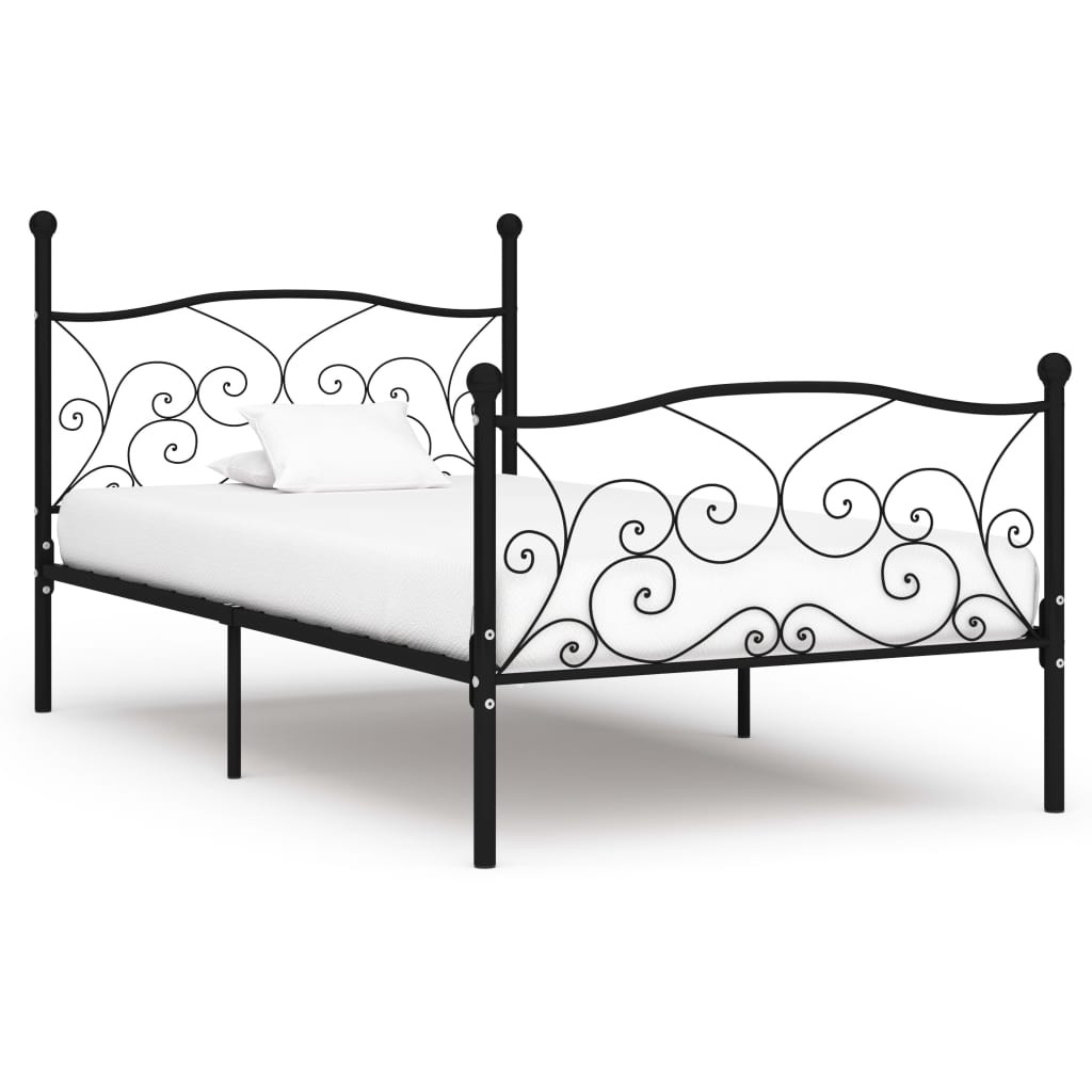vidaXL Bed Frame with Slatted Base Metal White 90x200 cm