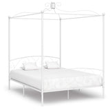 vidaXL Canopy Bed Frame Metal White 90x200 cm