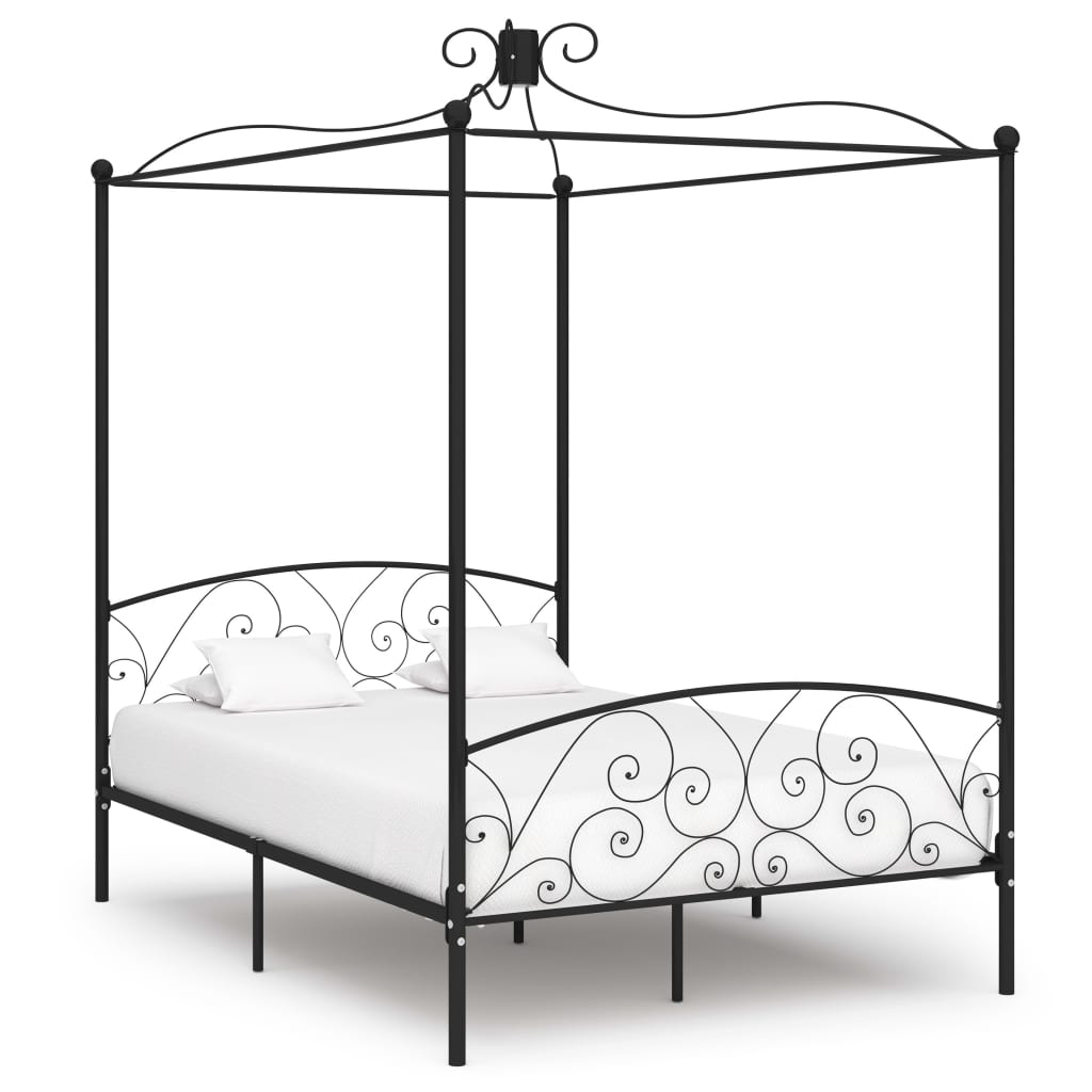 vidaXL Canopy Bed Frame Metal White 90x200 cm