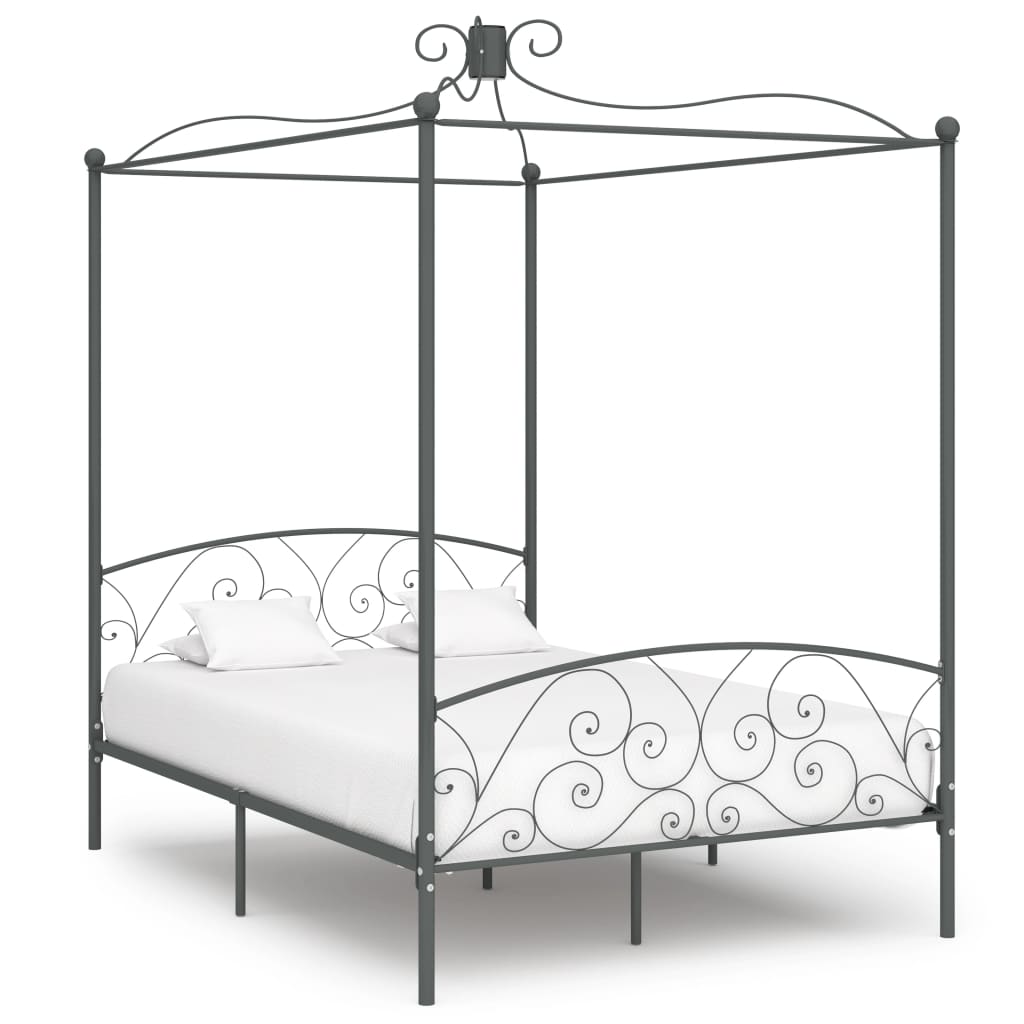vidaXL Canopy Bed Frame Metal White 90x200 cm