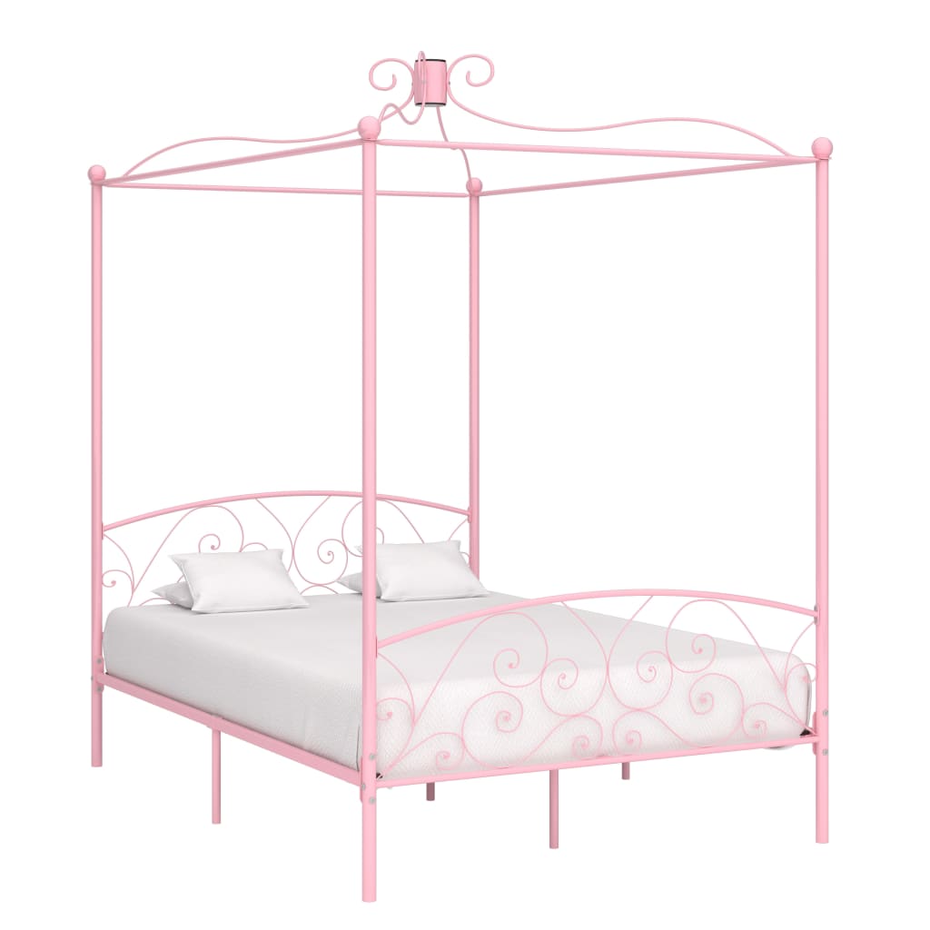 vidaXL Canopy Bed Frame Metal White 90x200 cm