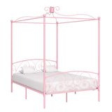 vidaXL Canopy Bed Frame Metal White 90x200 cm