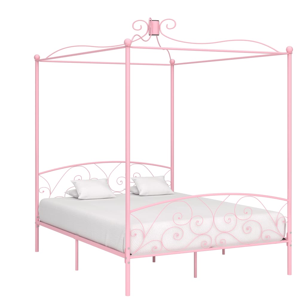vidaXL Canopy Bed Frame Metal White 90x200 cm
