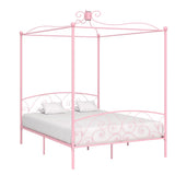 vidaXL Canopy Bed Frame Metal White 90x200 cm