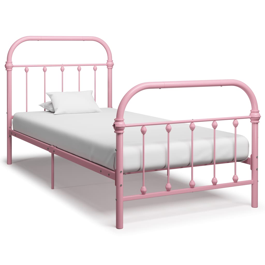 vidaXL Metal Bed Frame White 90x200 cm