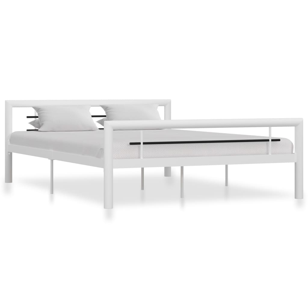 vidaXL Metal Bed Frame White and Black 90x200 cm