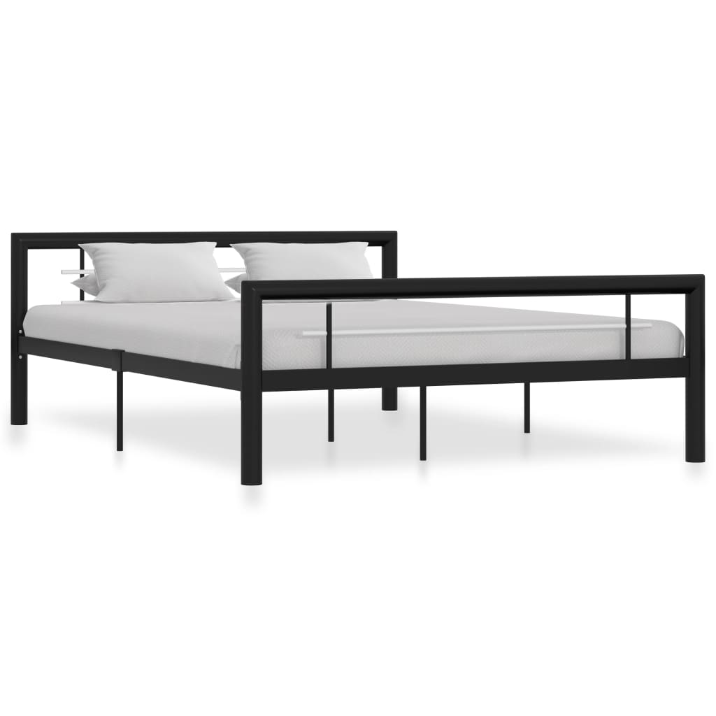 vidaXL Metal Bed Frame White and Black 90x200 cm