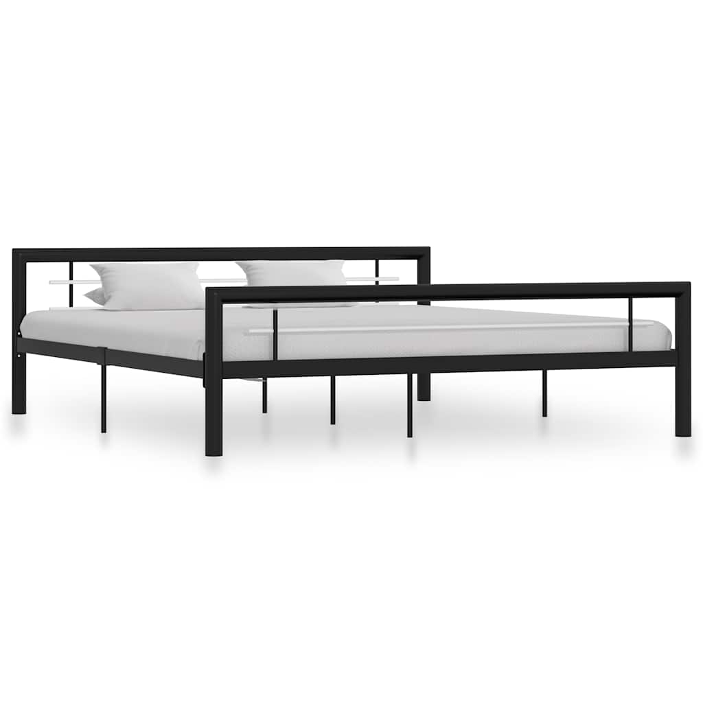 vidaXL Metal Bed Frame White and Black 90x200 cm