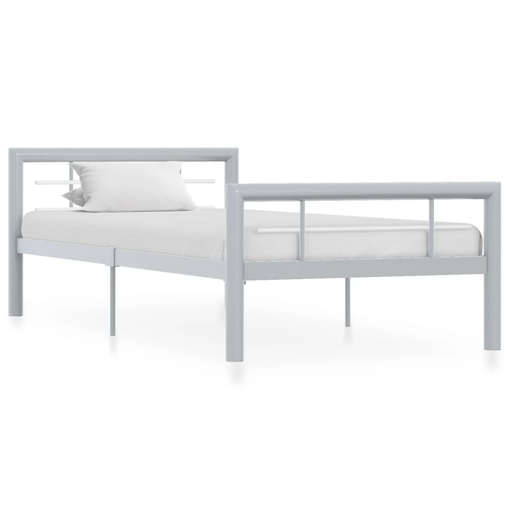 vidaXL Metal Bed Frame White and Black 90x200 cm