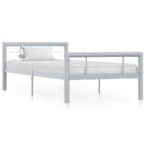 vidaXL Metal Bed Frame White and Black 90x200 cm