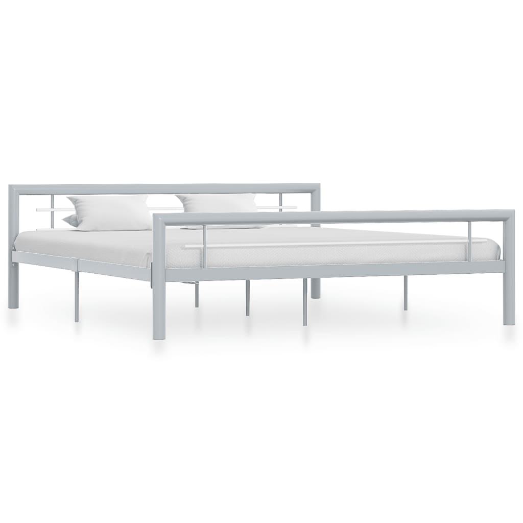 vidaXL Metal Bed Frame White and Black 90x200 cm