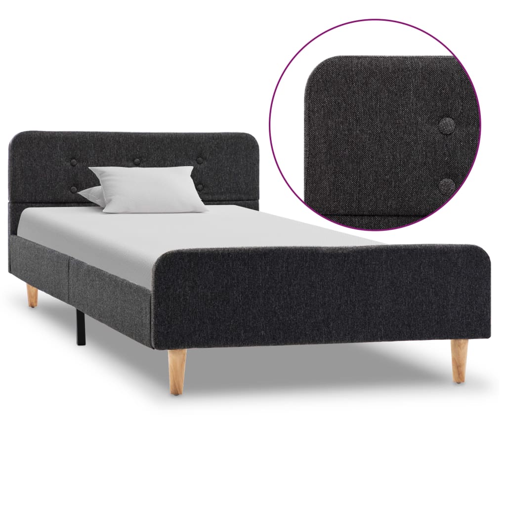 vidaXL Bed frame jute dark grey 90x200 cm
