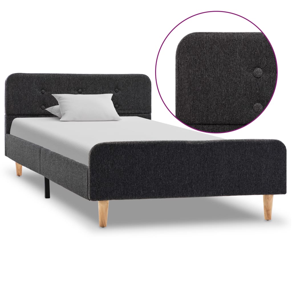 vidaXL Bed frame jute dark grey 90x200 cm