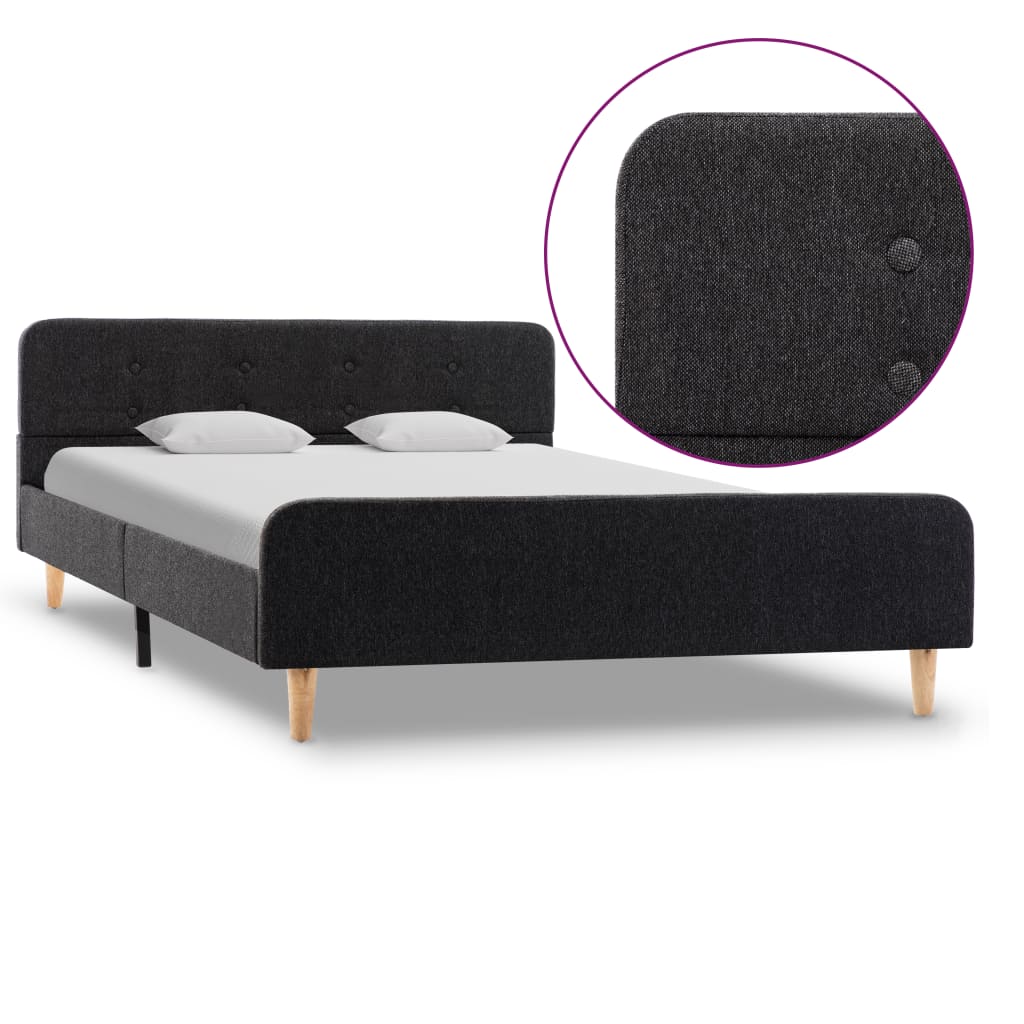 vidaXL Bed frame jute dark grey 90x200 cm