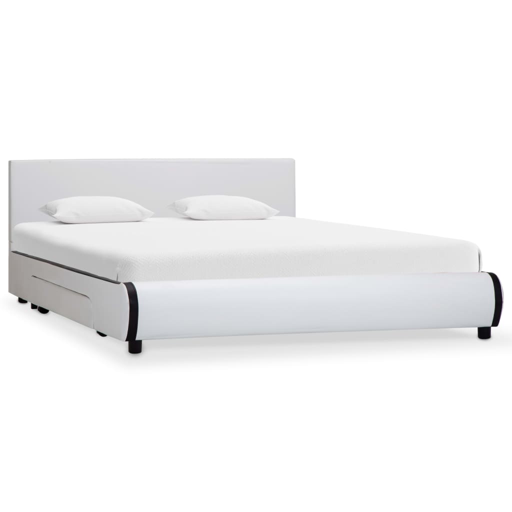 vidaXL Bedframe met lades kunstleer wit 140x200 cm
