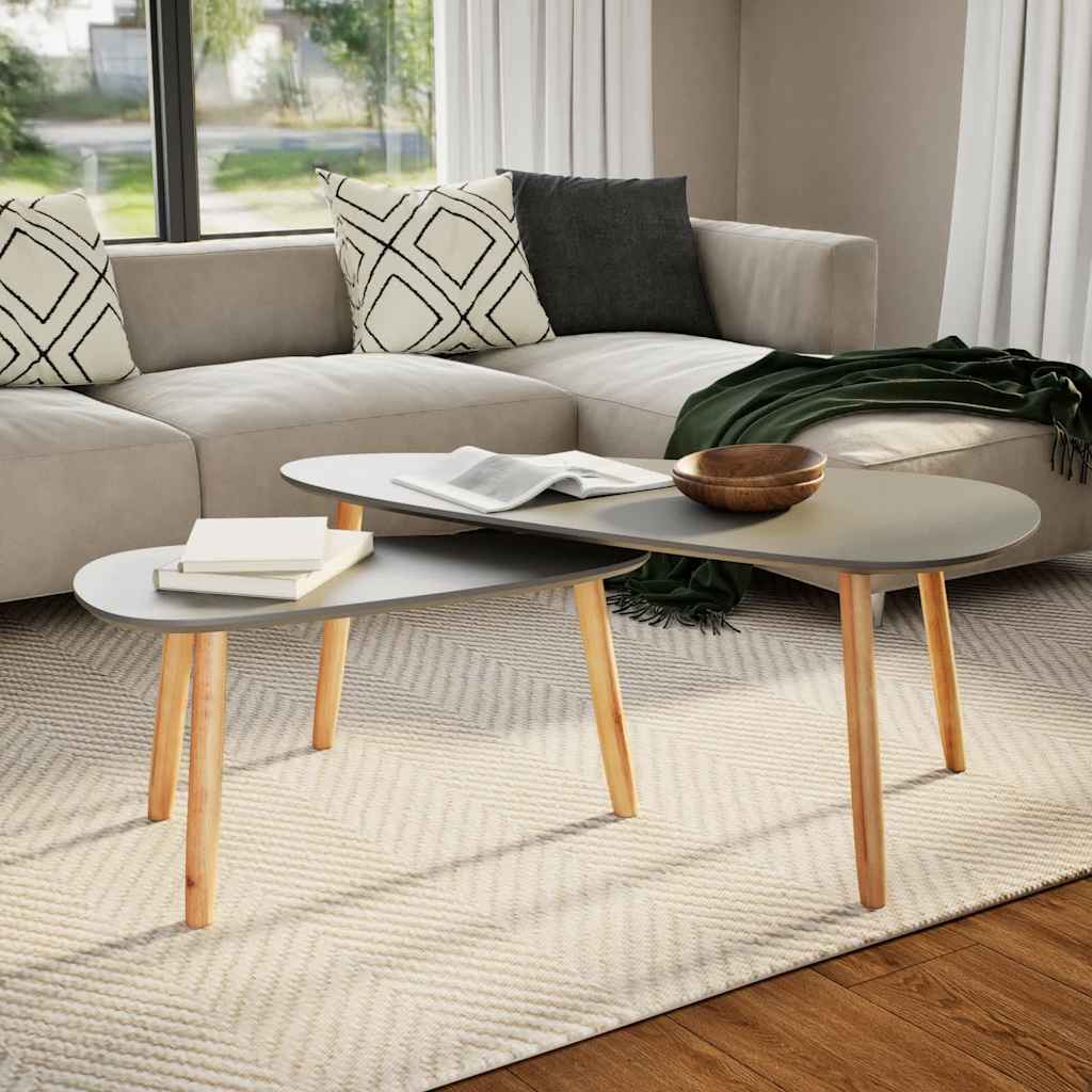 vidaXL 2-Piece Coffee Table Set Solid Pine Wood White