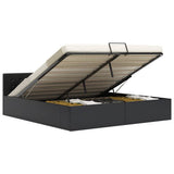 vidaXL Hydraulic Artificial Leather Storage Bed Frame Black 90x200 cm