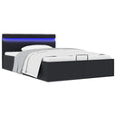 vidaXL Bedframe met opslag hydraulisch LED kunstleer zwart 90x200 cm