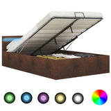 vidaXL Bed Frame with Hydraulic Storage LED Faux Leather Black 90x200 cm