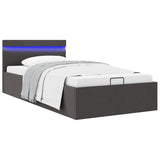 vidaXL Bed Frame with Storage and LED Fabric Dark Grey 90x200 cm