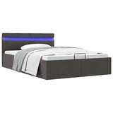vidaXL Bed Frame with Storage and LED Fabric Dark Grey 90x200 cm