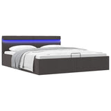 vidaXL Bed Frame with Storage and LED Fabric Dark Grey 90x200 cm