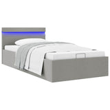 vidaXL Bed Frame with Storage and LED Fabric Dark Grey 90x200 cm