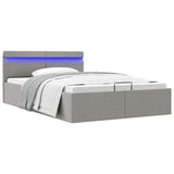 vidaXL Bed Frame with Storage and LED Fabric Dark Grey 90x200 cm