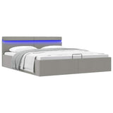 vidaXL Bed Frame with Storage and LED Fabric Dark Grey 90x200 cm