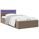 vidaXL Bed Frame with Storage and LED Fabric Dark Grey 90x200 cm