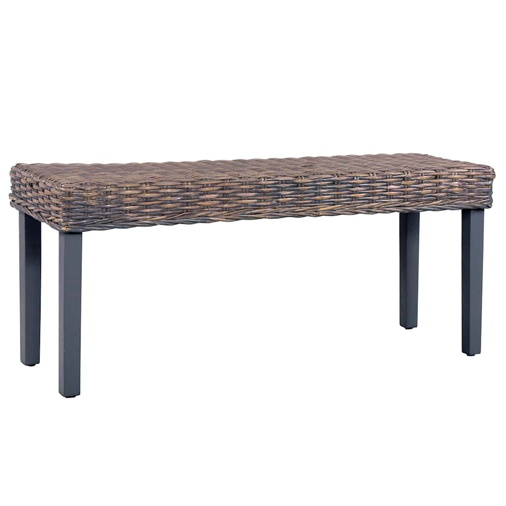 vidaXL Bankje 110 cm natuurlijk kubu rattan en massief mahoniehout wit