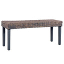 vidaXL Bankje 110 cm natuurlijk kubu rattan en massief mahoniehout wit