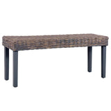 vidaXL Bankje 110 cm natuurlijk kubu rattan en massief mahoniehout wit