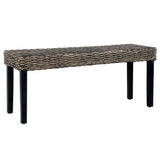 vidaXL Bankje 110 cm natuurlijk kubu rattan en massief mahoniehout wit