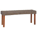 vidaXL Bankje 110 cm natuurlijk kubu rattan en massief mahoniehout wit