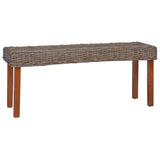vidaXL Bankje 110 cm natuurlijk kubu rattan en massief mahoniehout wit
