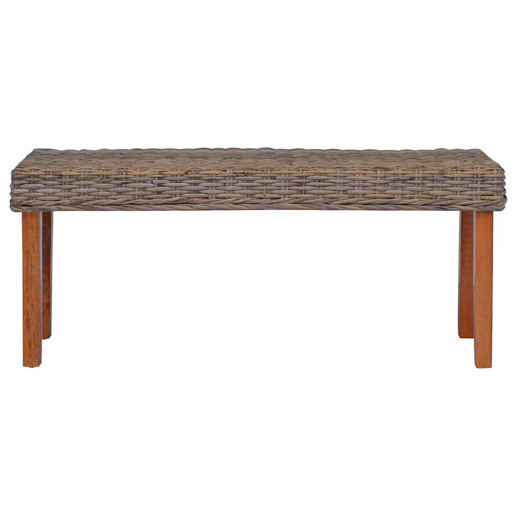 vidaXL Bankje 110 cm natuurlijk kubu rattan en massief mahoniehout wit