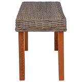 vidaXL Bankje 110 cm natuurlijk kubu rattan en massief mahoniehout wit