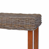 vidaXL Bankje 110 cm natuurlijk kubu rattan en massief mahoniehout wit