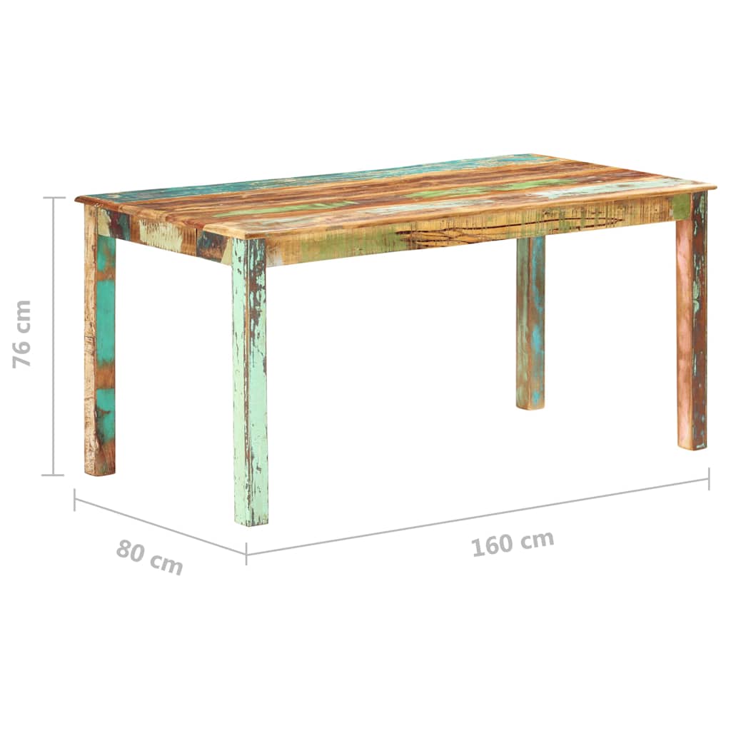 vidaXL Eettafel 140x70x76 cm massief gerecycled hout