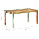 vidaXL Eettafel 140x70x76 cm massief gerecycled hout