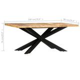vidaXL Eettafel 180x90x76 cm massief ruw mangohout