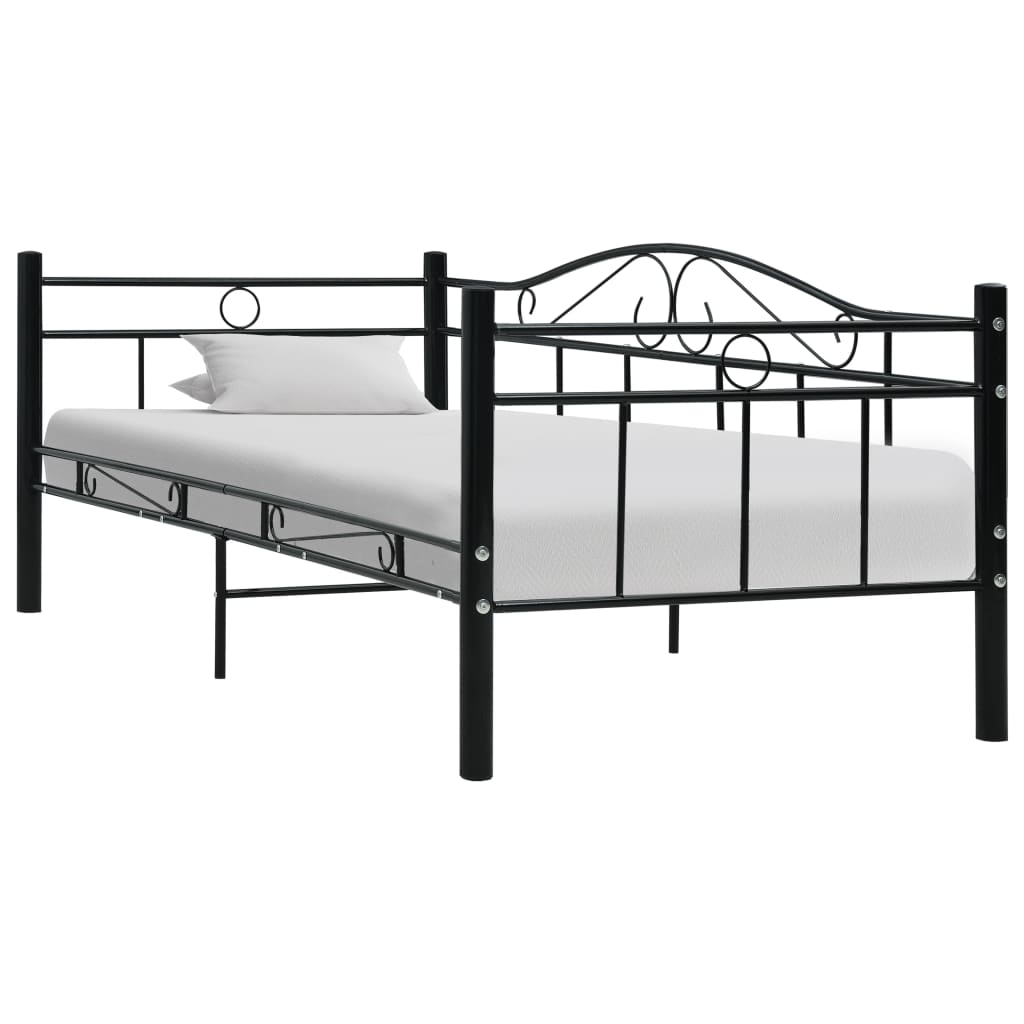vidaXL Day Bed Metal Black 90x200 cm