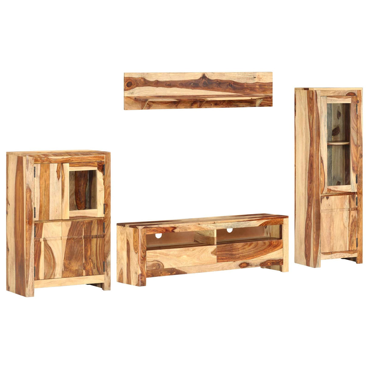 vidaXL TV Unit Set met lade Wandgemonteerd Bruin Hout