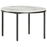 vidaXL Salontafel Ø50 cm echt massief marmer wit en zwart