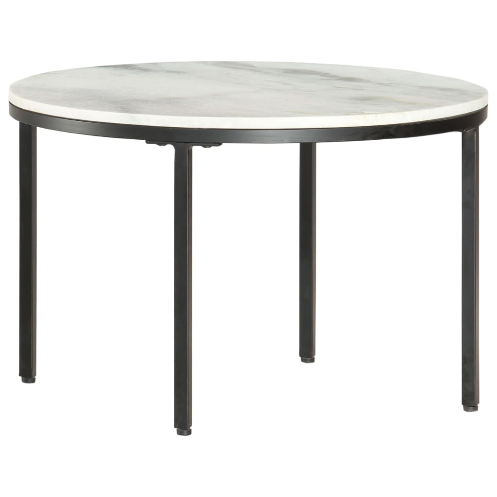 vidaXL Salontafel Ø50 cm echt massief marmer wit en zwart