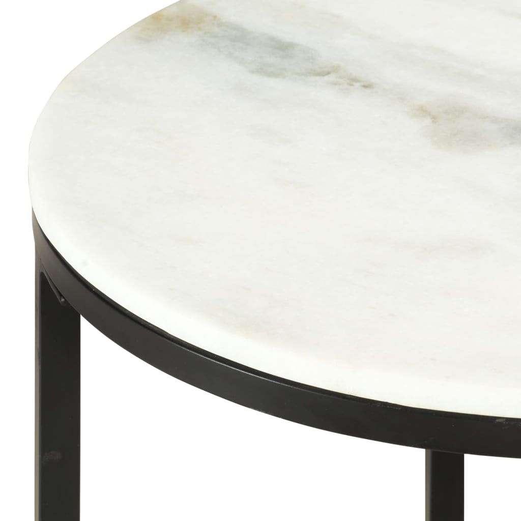 vidaXL Salontafel Ø50 cm echt massief marmer wit en zwart